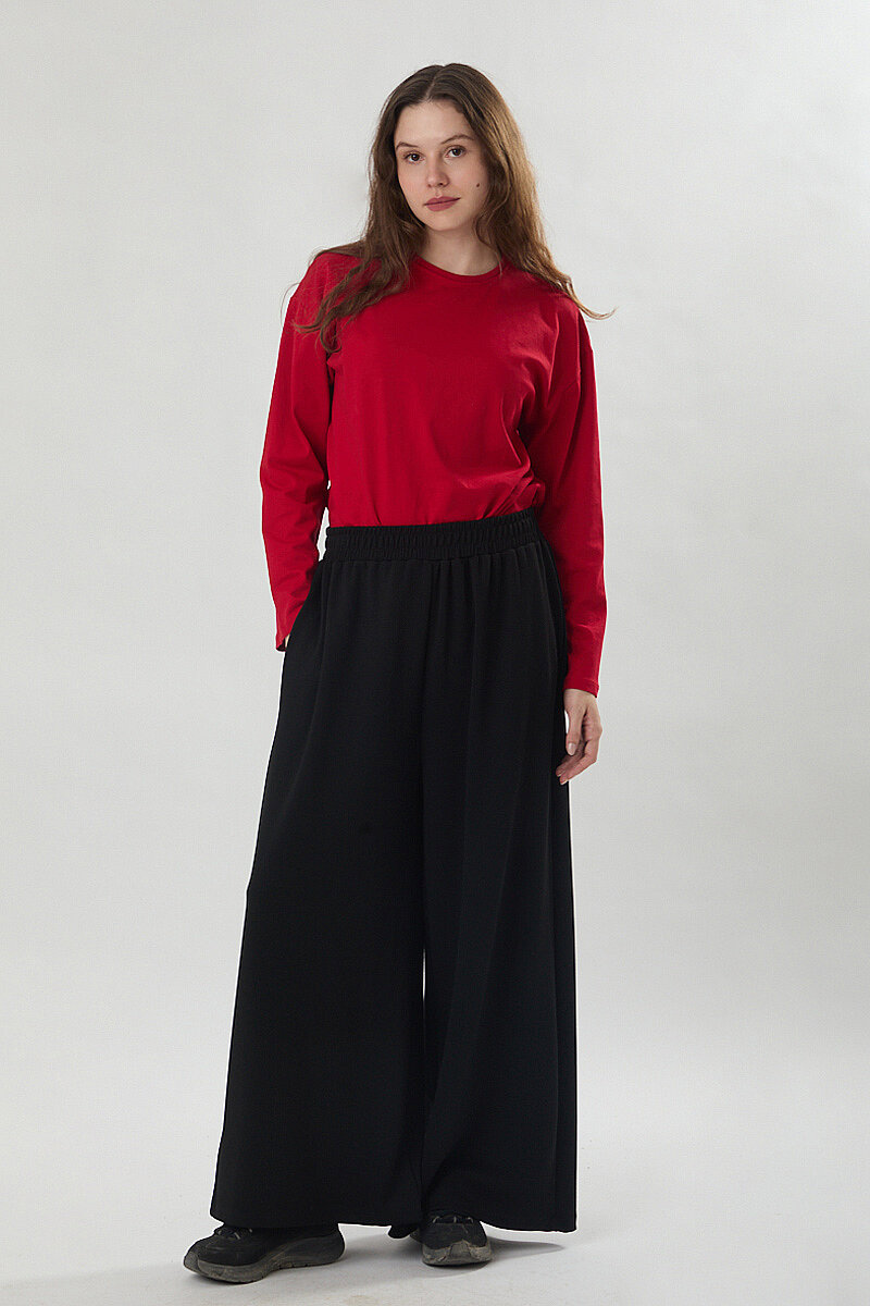Oysho Geniş Pantolon Siyah - 5