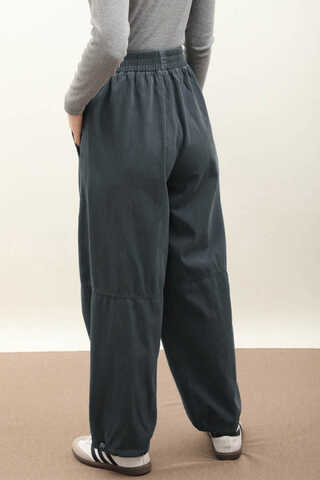 Paçası Lastikli Bol Pantolon Antrasit - 7