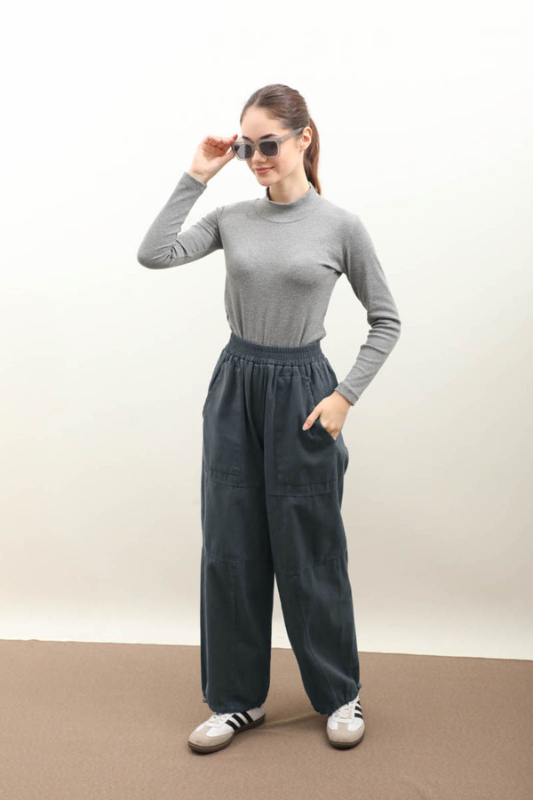 Paçası Lastikli Bol Pantolon Antrasit - 1