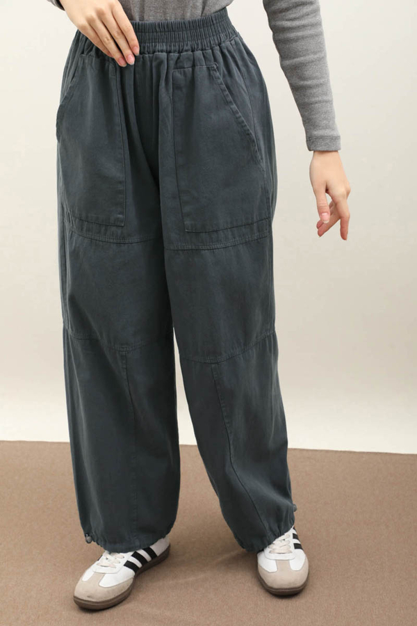 Paçası Lastikli Bol Pantolon Antrasit - 2