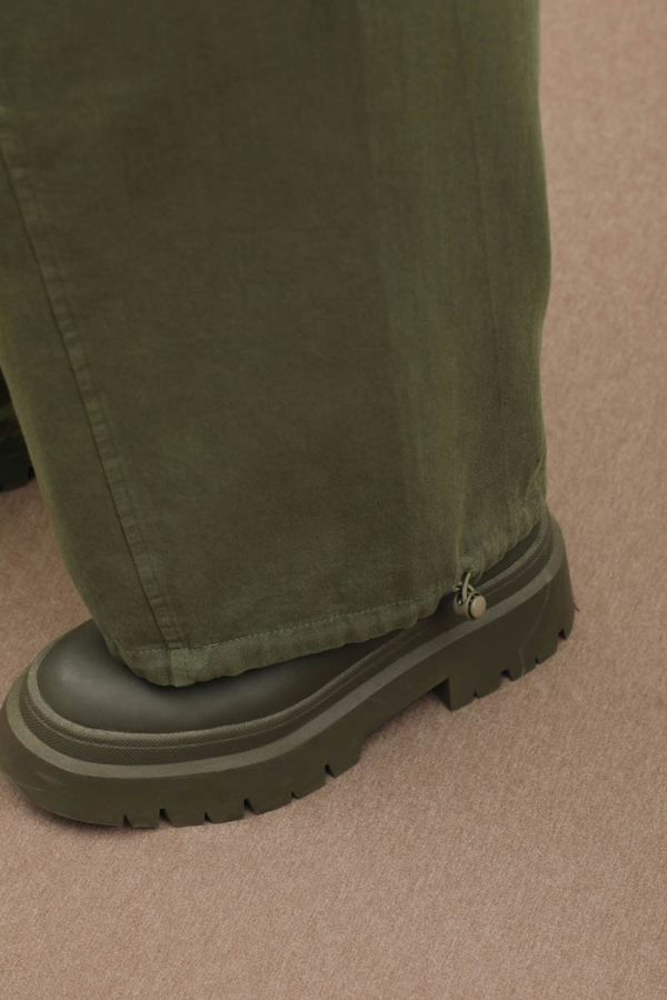 Paçası Lastikli Bol Pantolon Haki - 5