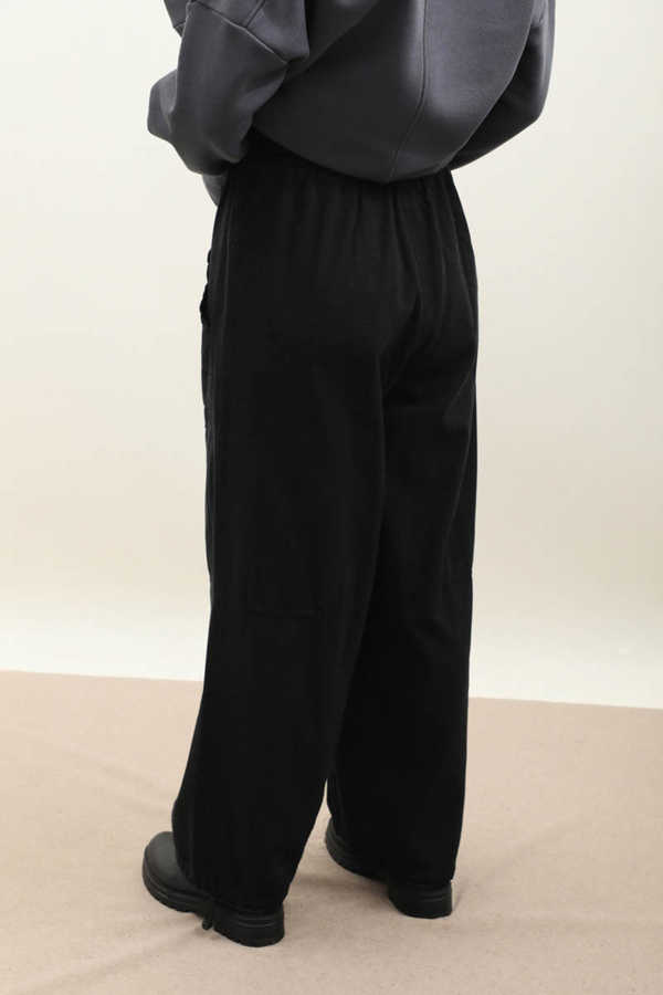 Paçası Lastikli Bol Pantolon Siyah - 2