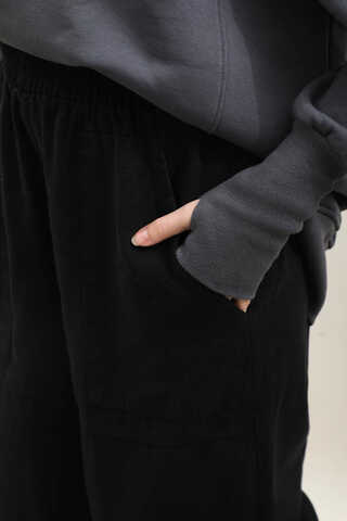 Paçası Lastikli Bol Pantolon Siyah - 6