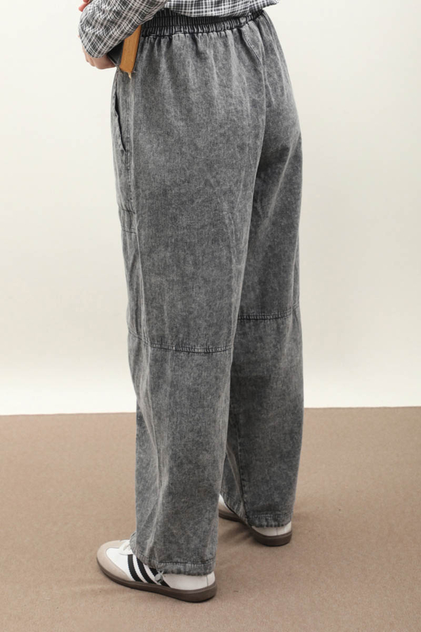 Paçası Lastikli Bol Pantolon Yıkamalı Antrasit - 6