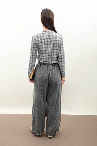 Paçası Lastikli Bol Pantolon Yıkamalı Antrasit - 5