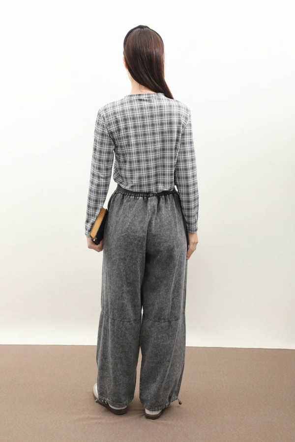 Paçası Lastikli Bol Pantolon Yıkamalı Antrasit - 5