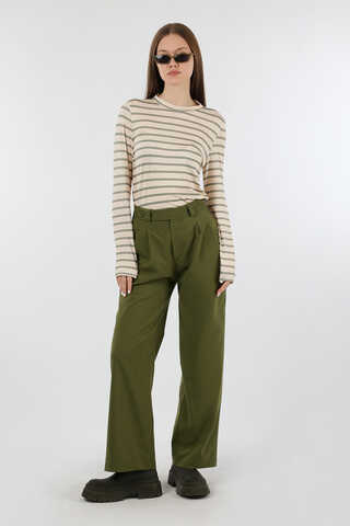 Palazzo Trousers Khaki - 1