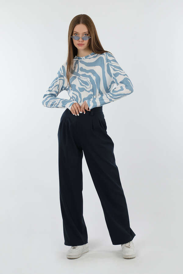 Palazzo Trousers Navy Blue - 3