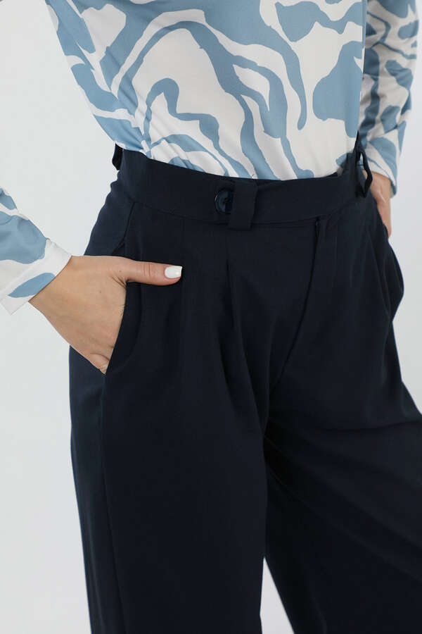 Palazzo Trousers Navy Blue - 4
