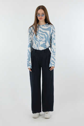 Palazzo Trousers Navy Blue - 5