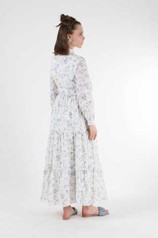 Pamuk Flower Elbise Mavi - 5