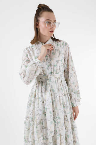 Pamuk Flower Elbise Mint - 2