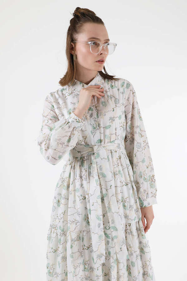 Pamuk Flower Elbise Mint - 2