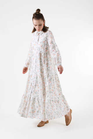 Pamuk Flower Elbise Somon - 1