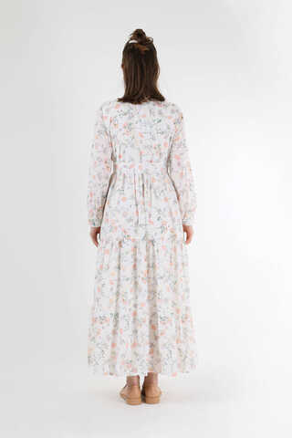Pamuk Flower Elbise Somon - 5