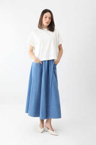 Pamuklu Kısa Kollu Tişört Beyaz - 1