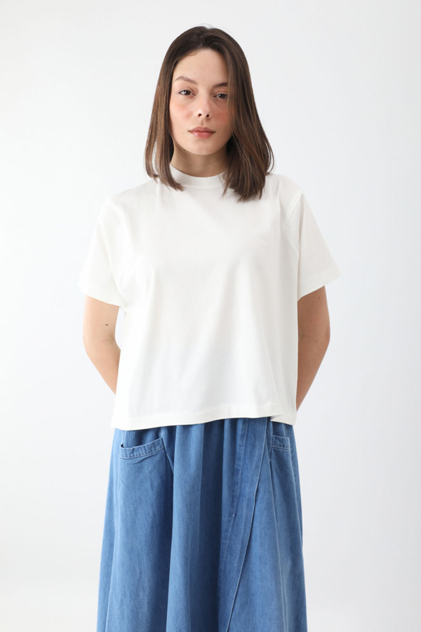 Pamuklu Kısa Kollu Tişört Beyaz - 3