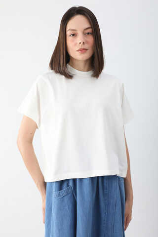 Pamuklu Kısa Kollu Tişört Beyaz - 8