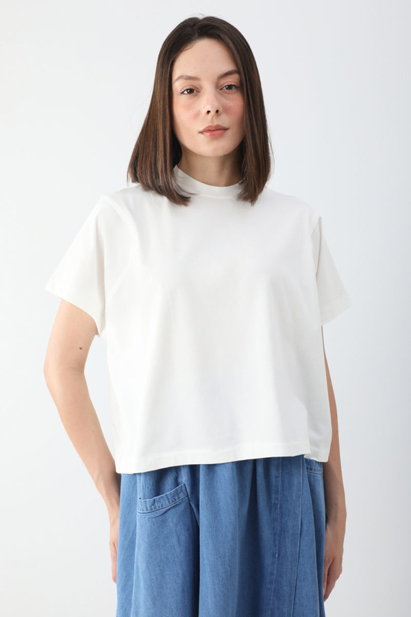 Pamuklu Kısa Kollu Tişört Beyaz - 8