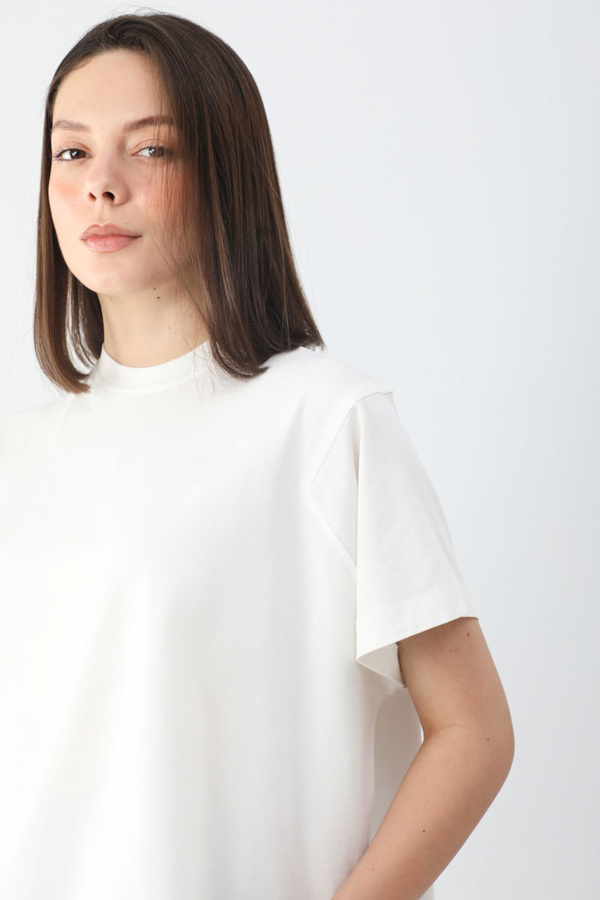 Pamuklu Kısa Kollu Tişört Beyaz - 5