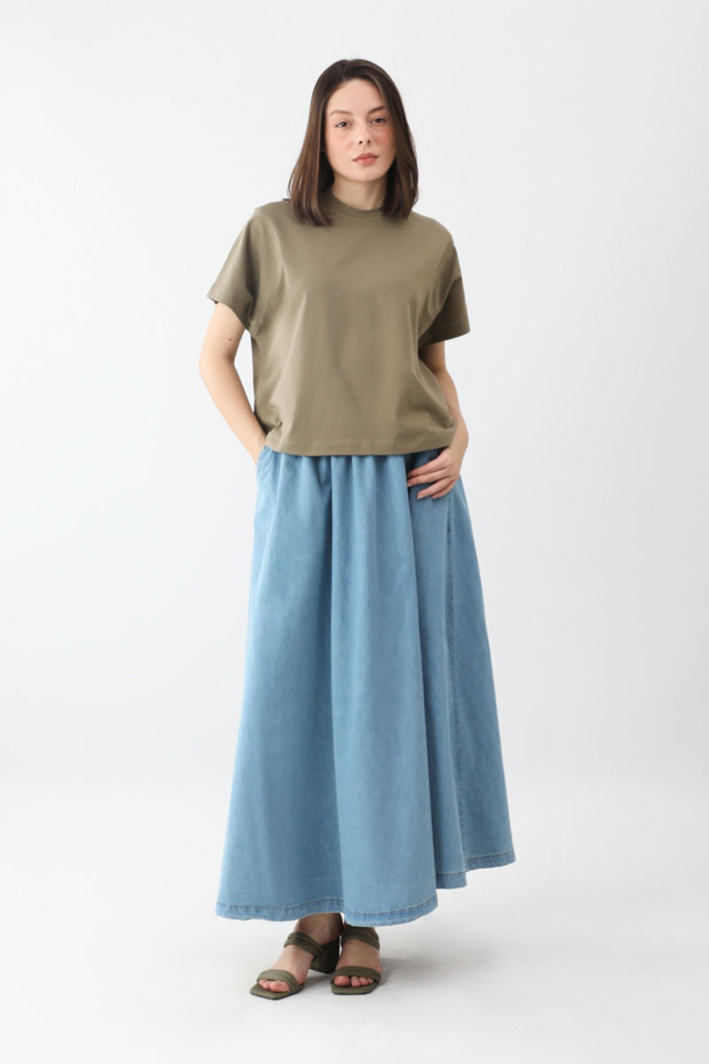 Pamuklu Kısa Kollu Tişört Haki