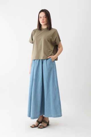 Pamuklu Kısa Kollu Tişört Haki - 2