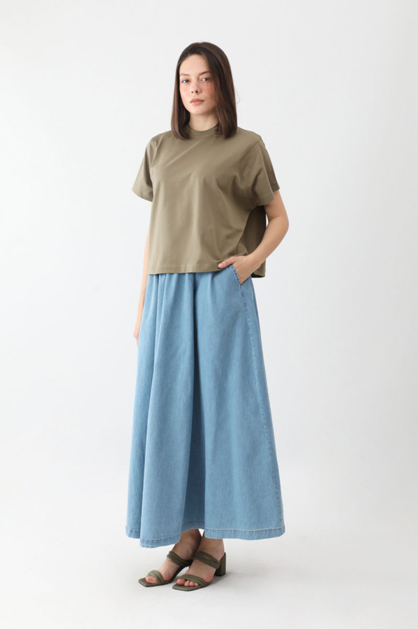 Pamuklu Kısa Kollu Tişört Haki - 2