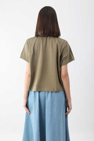 Pamuklu Kısa Kollu Tişört Haki - 7
