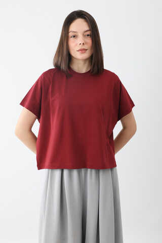 Pamuklu Kısa Kollu Tişört Kırmızı - 1