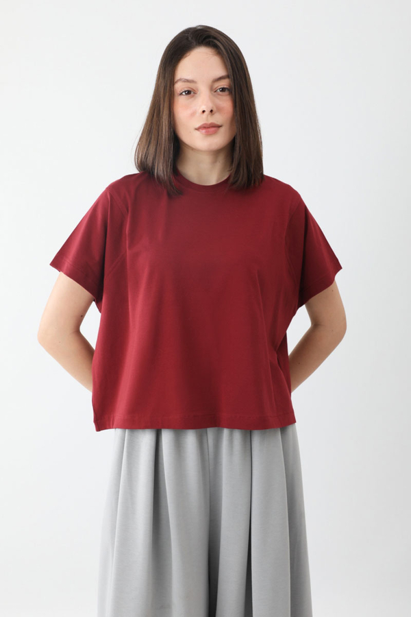 Pamuklu Kısa Kollu Tişört Kırmızı - 1