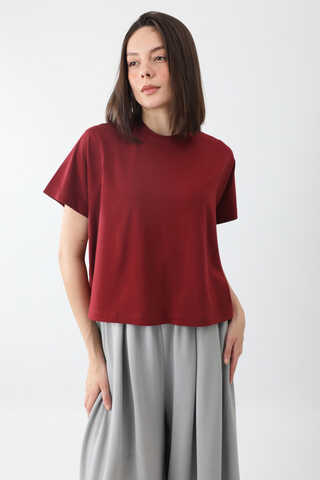 Pamuklu Kısa Kollu Tişört Kırmızı - 2