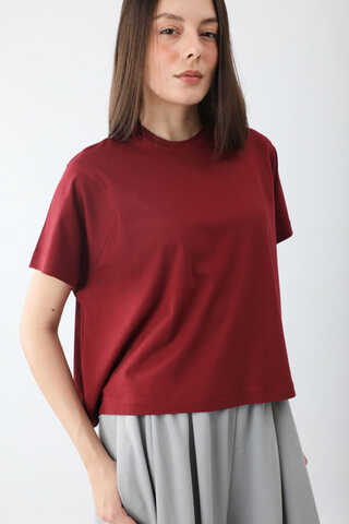 Pamuklu Kısa Kollu Tişört Kırmızı - 3