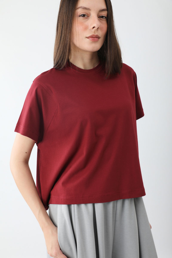 Pamuklu Kısa Kollu Tişört Kırmızı - 3