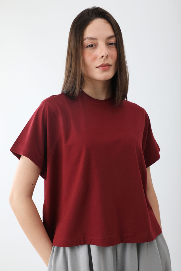 Pamuklu Kısa Kollu Tişört Kırmızı - 4