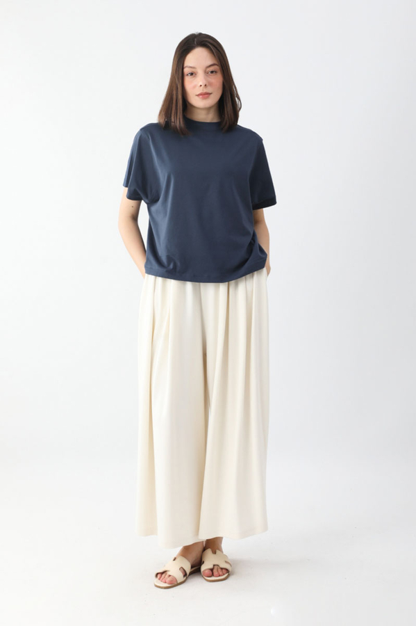 Pamuklu Kısa Kollu Tişört Lacivert - 3