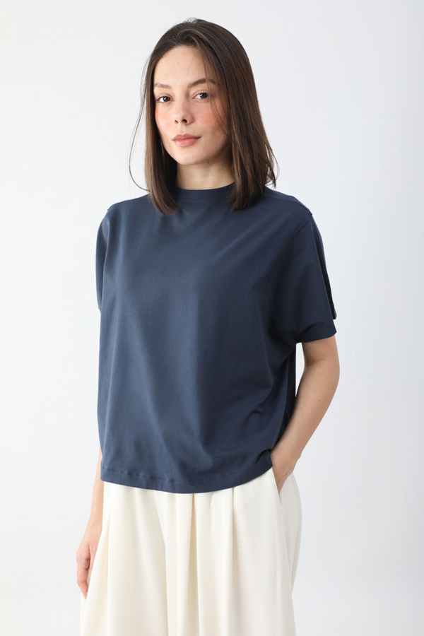 Pamuklu Kısa Kollu Tişört Lacivert - 2
