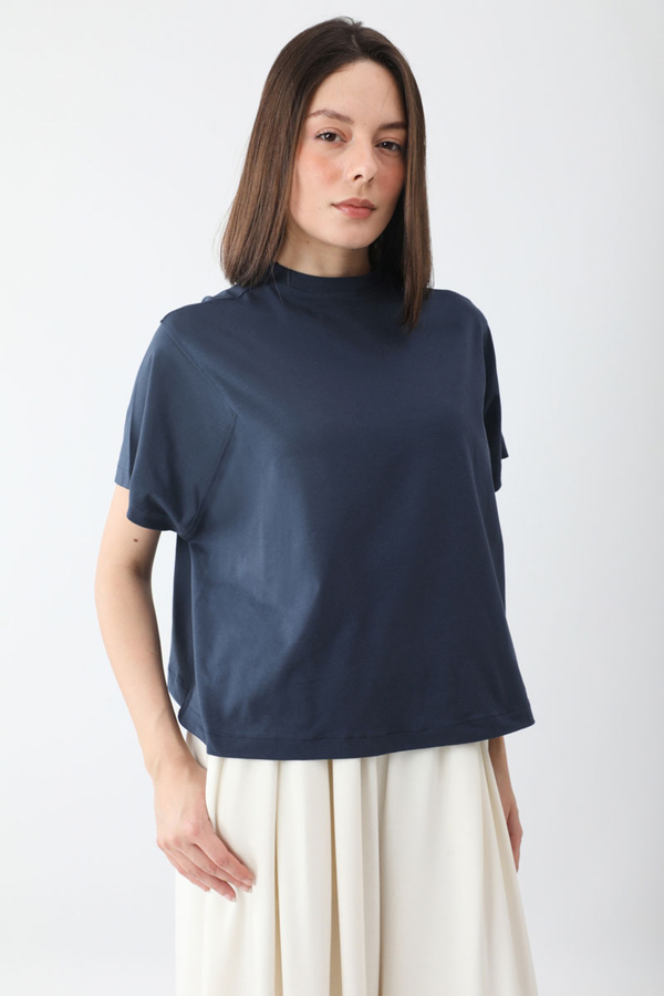 Pamuklu Kısa Kollu Tişört Lacivert - 6