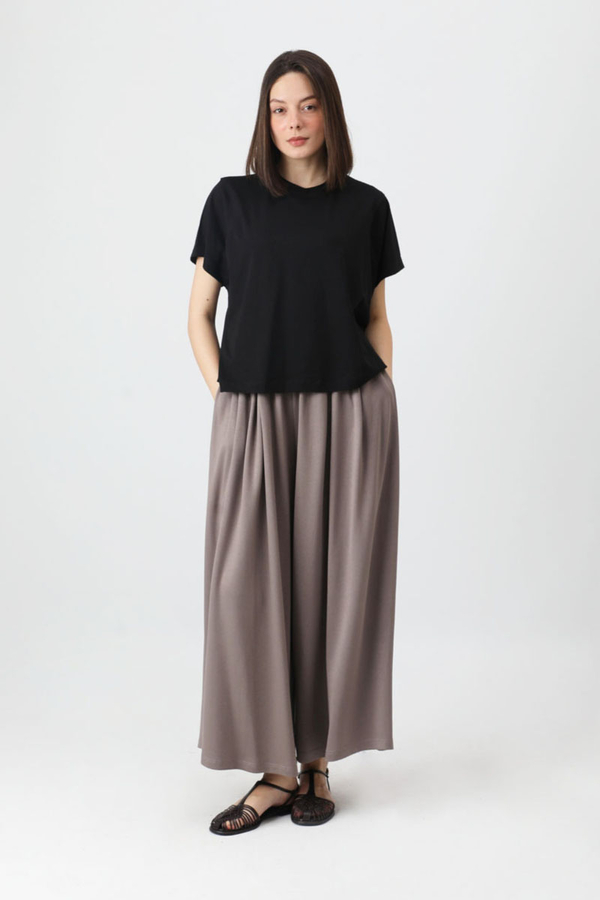 Pamuklu Kısa Kollu Tişört Siyah - 1