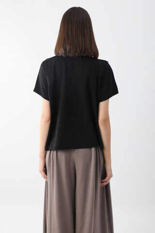 Pamuklu Kısa Kollu Tişört Siyah - 6