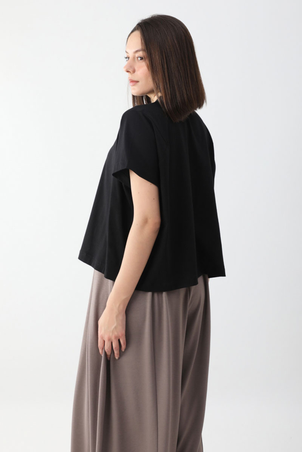 Pamuklu Kısa Kollu Tişört Siyah - 7