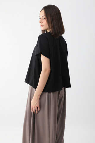 Pamuklu Kısa Kollu Tişört Siyah - 7