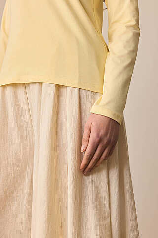 Pamuklu Uzun Kollu Body Açık Sarı - 4