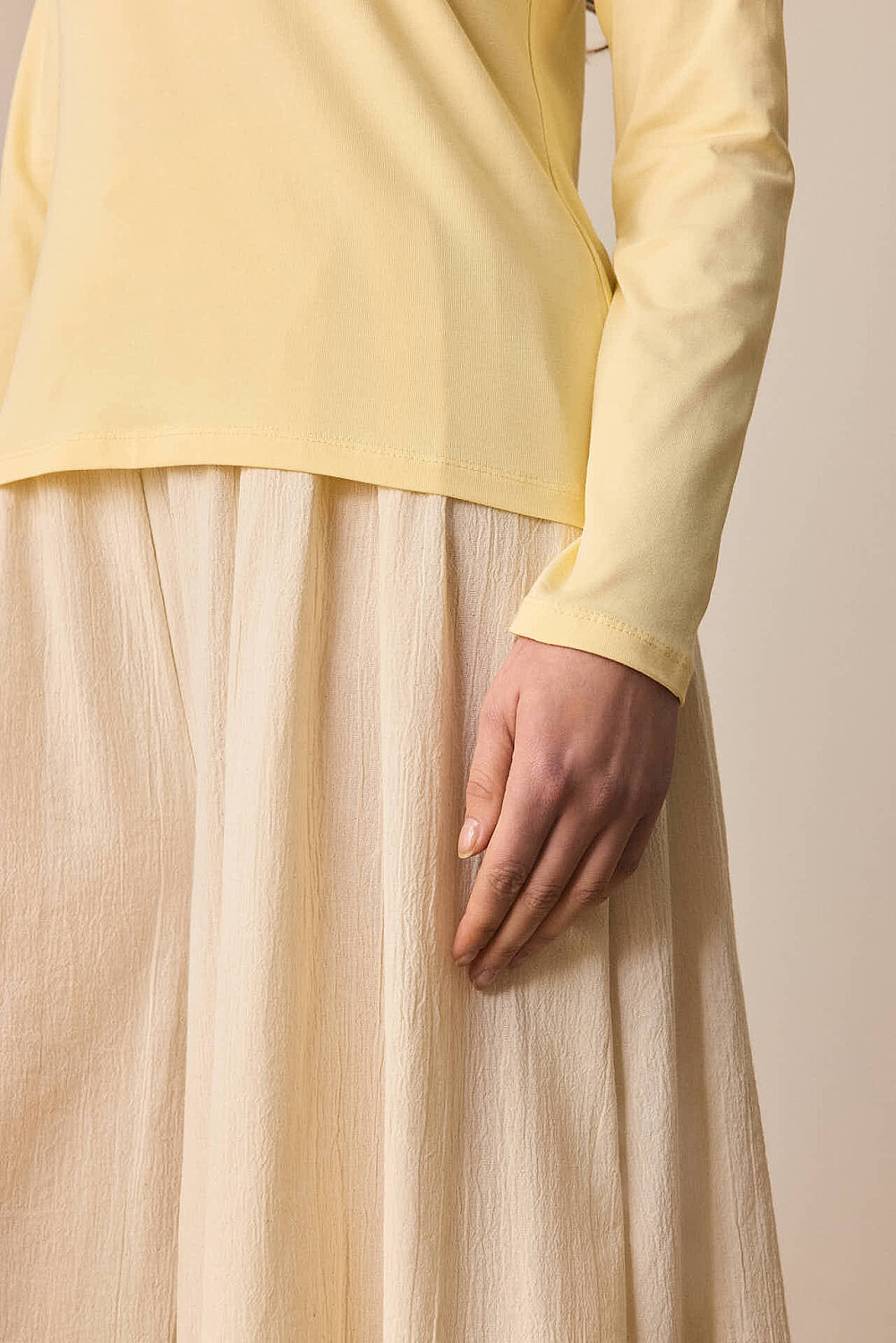 Pamuklu Uzun Kollu Body Açık Sarı - 4