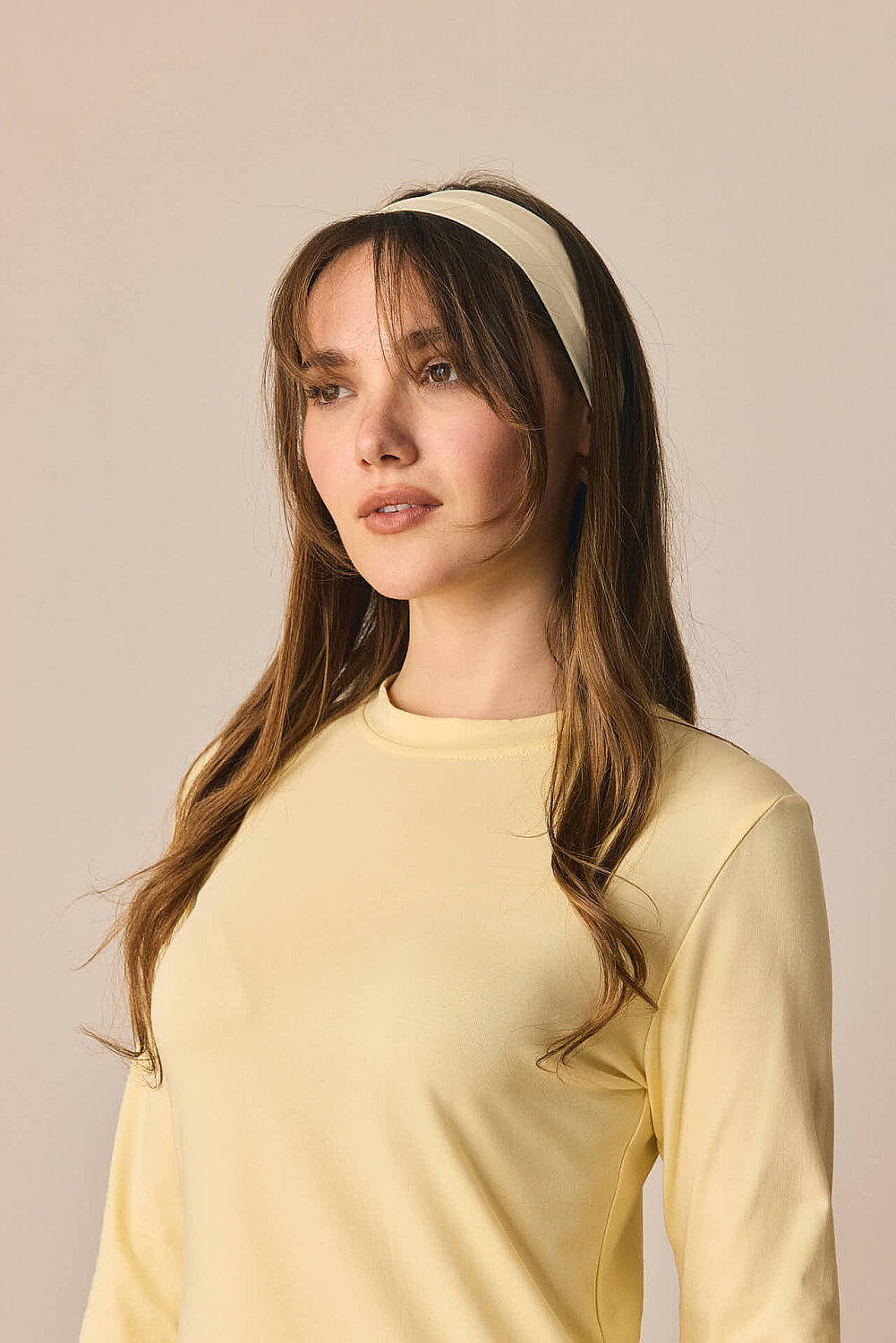 Pamuklu Uzun Kollu Body Açık Sarı - 6