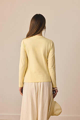 Pamuklu Uzun Kollu Body Açık Sarı - 7