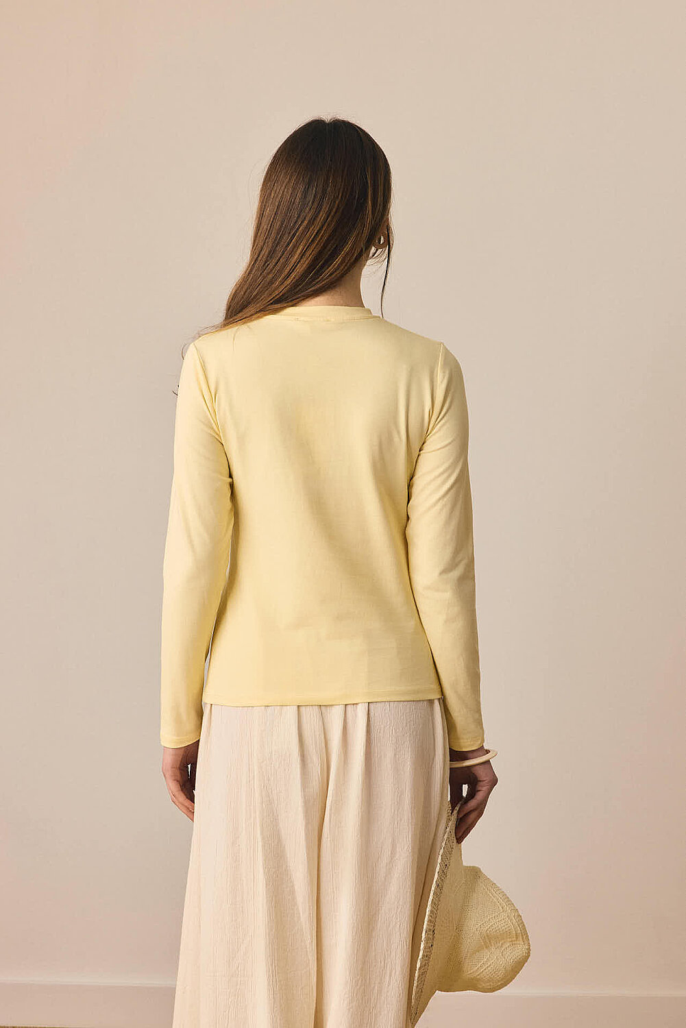 Pamuklu Uzun Kollu Body Açık Sarı - 7