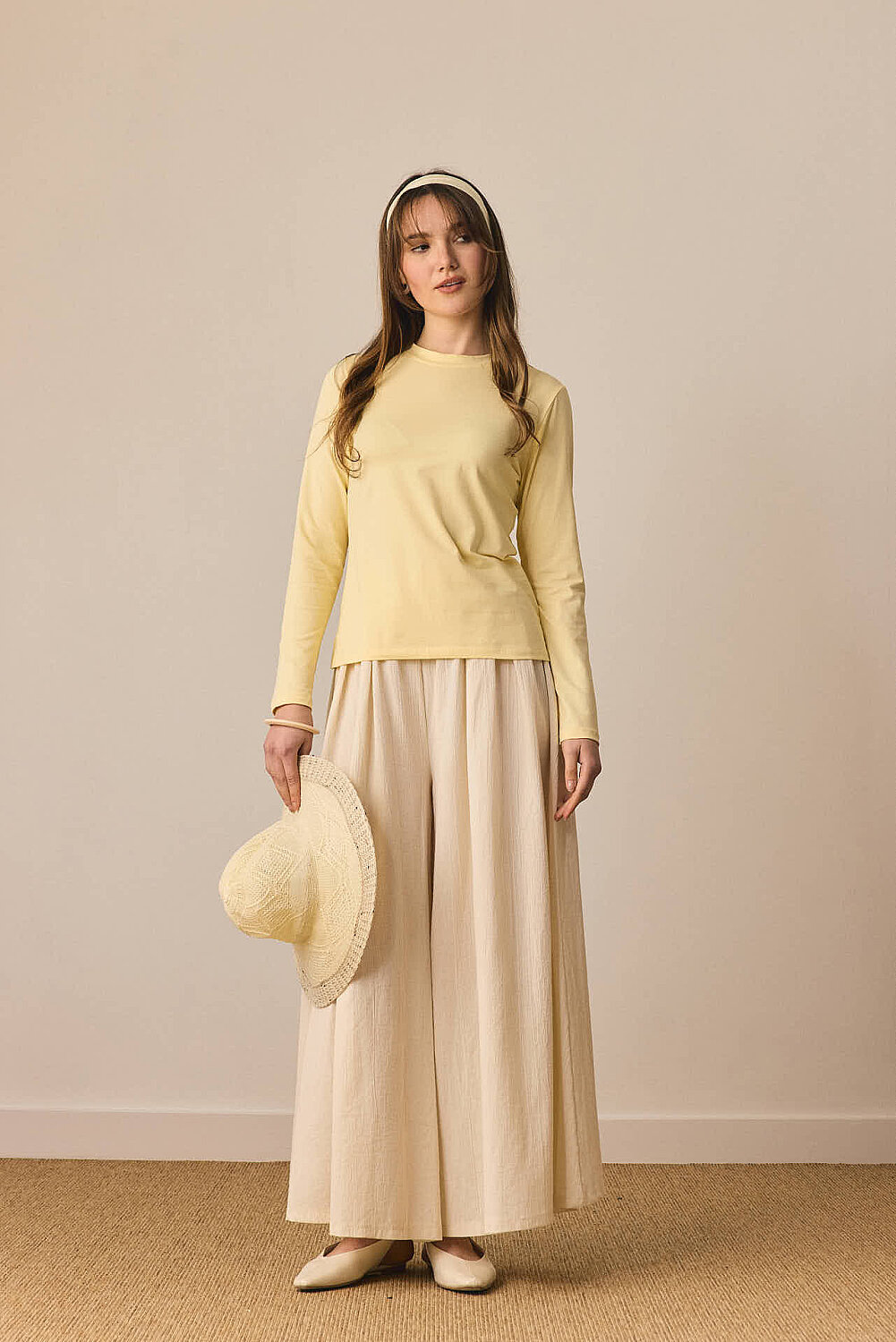 Pamuklu Uzun Kollu Body Açık Sarı - 3