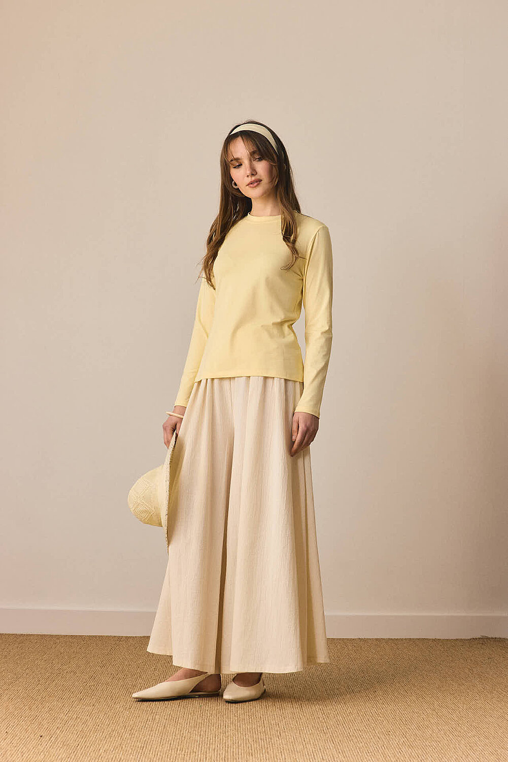 Pamuklu Uzun Kollu Body Açık Sarı - 8