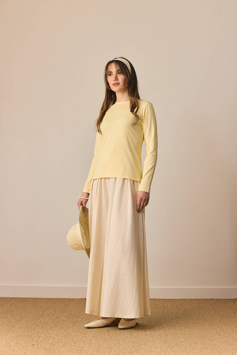 Pamuklu Uzun Kollu Body Açık Sarı - 9