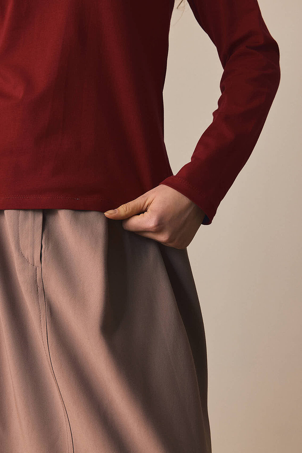 Pamuklu Uzun Kollu Body Bordo - 4